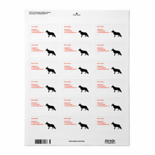 German Shepherd Black Silhouette Etiket