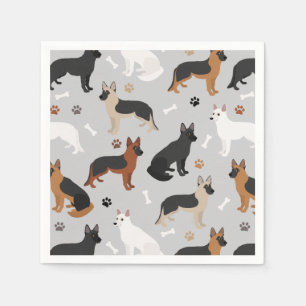 German Shepherd Botten and Paws Napkins Servet