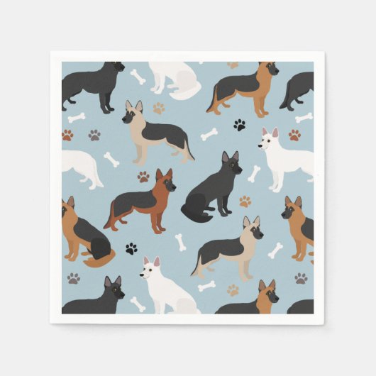 German Shepherd Botten and Paws Napkins Servet (Voorkant)