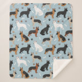 German Shepherd Botten and Paws Sherpa Blanket Deken (Voorkant)
