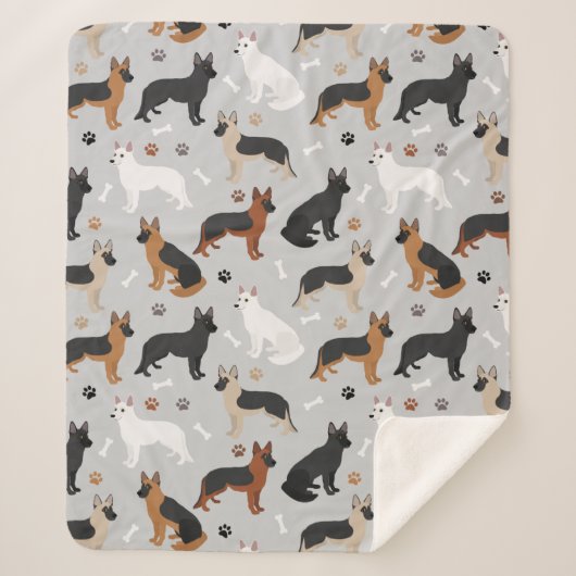 German Shepherd Botten and Paws Sherpa Blanket Sherpa Deken (Voorkant)