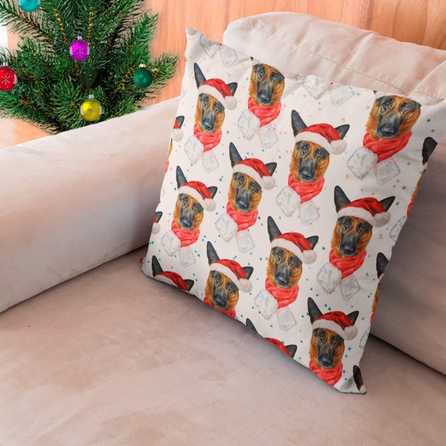 German Shepherd Breed Dog Pattern Stars Christmas Kussen (Creator heeft geüpload)
