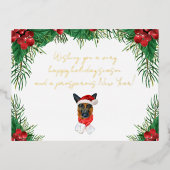 German Shepherd Breed Gold Foil Kerstfeestdag Folie Feestdagen Briefkaart (Voorkant)