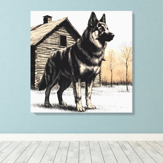 German Shepherd Canvas Afdruk (Insitu (Houten vloer))