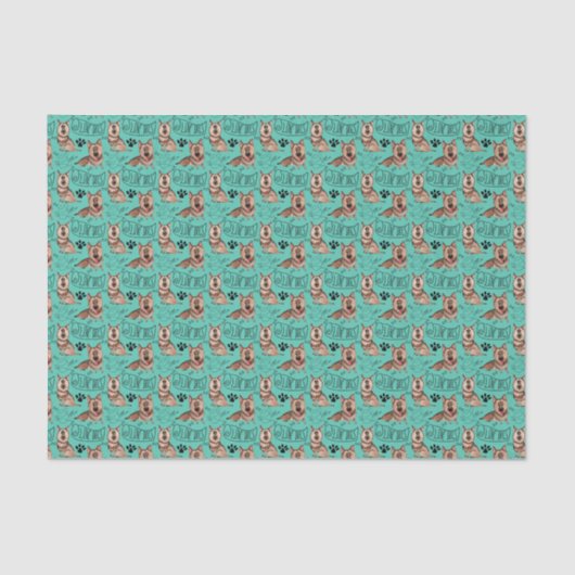 German Shepherd Cartoon Tissue Paper Tissuepapier (Voorkant)
