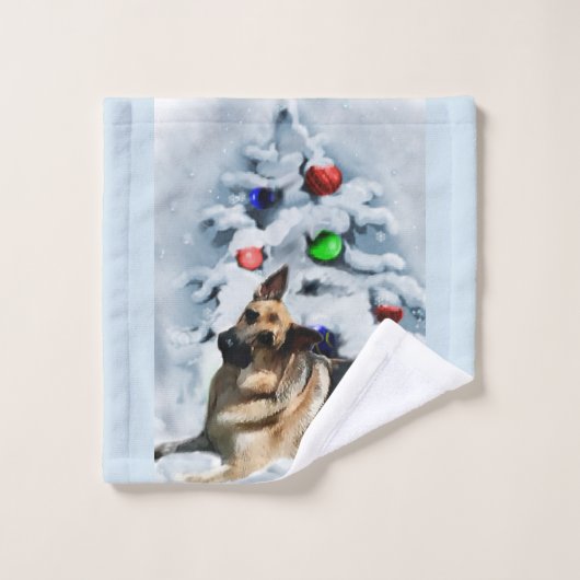 German Shepherd Christmas Bad Handdoek (Wasdoekje)