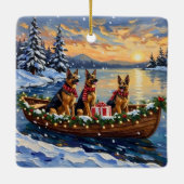 German Shepherd Christmas Boat Holiday Keramisch Ornament (Achterkant)