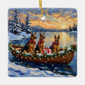 German Shepherd Christmas Boat Holiday Keramisch Ornament (Voorkant)