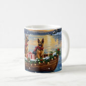 German Shepherd Christmas Boat Holiday Koffiemok (Voorkant rechts)