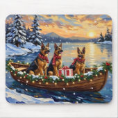 German Shepherd Christmas Boat Holiday Muismat (Voorkant)