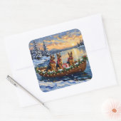 German Shepherd Christmas Boat Holiday Vierkante Sticker (Envelop)