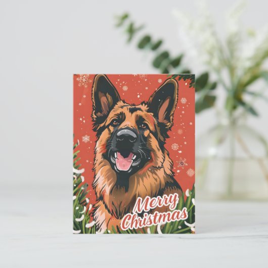 German Shepherd Christmas Briefkaart (Staand voorkant)