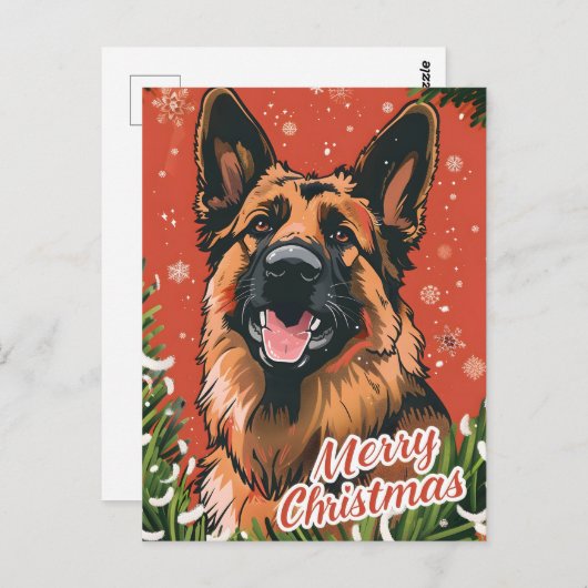 German Shepherd Christmas Briefkaart (Voorkant / Achterkant)