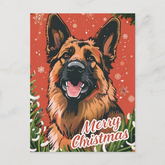 German Shepherd Christmas Briefkaart (Voorkant)