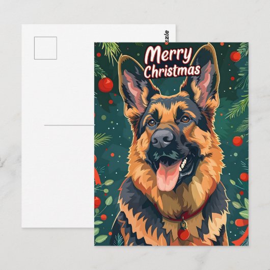 German Shepherd Christmas Briefkaart (Voorkant / Achterkant)