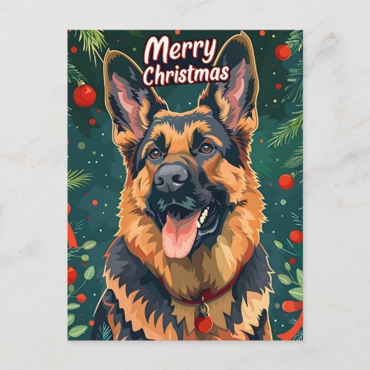 German Shepherd Christmas Briefkaart (Voorkant)