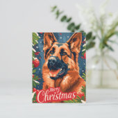 German Shepherd Christmas Briefkaart (Staand voorkant)
