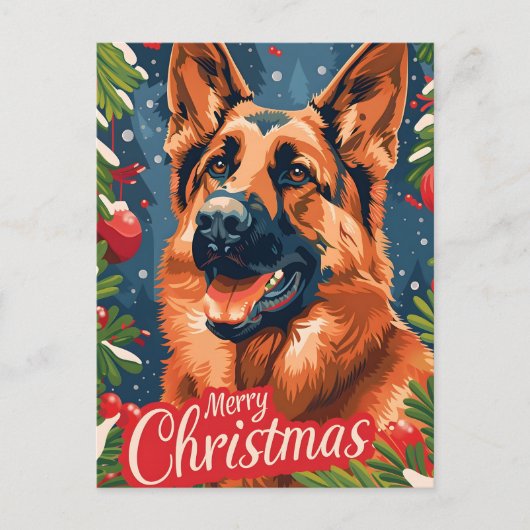 German Shepherd Christmas Briefkaart (Voorkant)