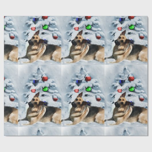 German Shepherd Christmas Cadeaupapier (Vlak)