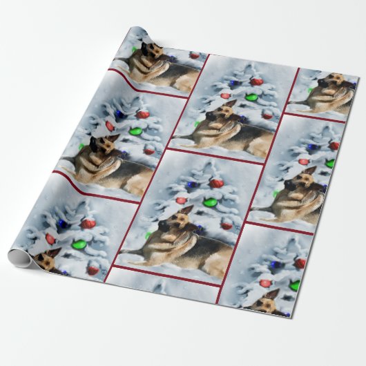German Shepherd Christmas Cadeaupapier (Uitgerold)