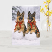 German Shepherd Christmas Card Kaart (Gele Bloem)