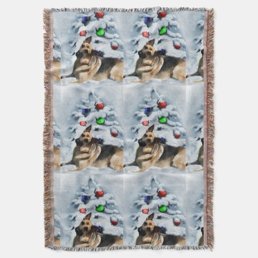 German Shepherd Christmas Deken (Voorkant Verticaal)
