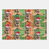 German Shepherd Christmas Dog Red Holiday Plaid Inpakpapier Vel (Voorkant 3)