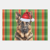 German Shepherd Christmas Dog Red Holiday Plaid Inpakpapier Vel (Voorkant 2)