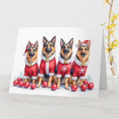 German Shepherd Christmas Dress Santa Hat Kaart (Gele Bloem)
