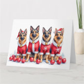 German Shepherd Christmas Dress Santa Hat Kaart (Voorkant)