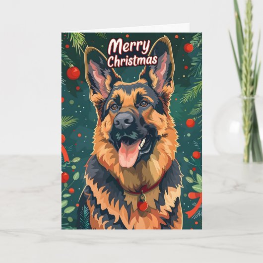 German Shepherd Christmas Feestdagen Kaart (Voorkant)