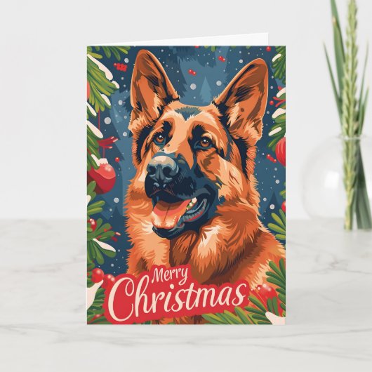 German Shepherd Christmas Feestdagen Kaart (Voorkant)