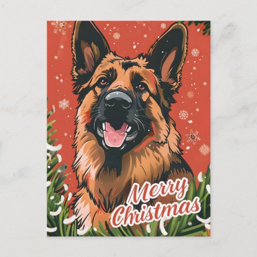 German Shepherd Christmas Feestdagenkaart (Voorkant)