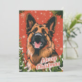 German Shepherd Christmas Feestdagenkaart (Staand voorkant)