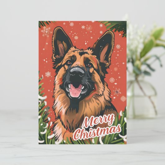 German Shepherd Christmas Feestdagenkaart (Staand voorkant)