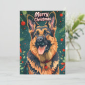 German Shepherd Christmas Feestdagenkaart (Staand voorkant)