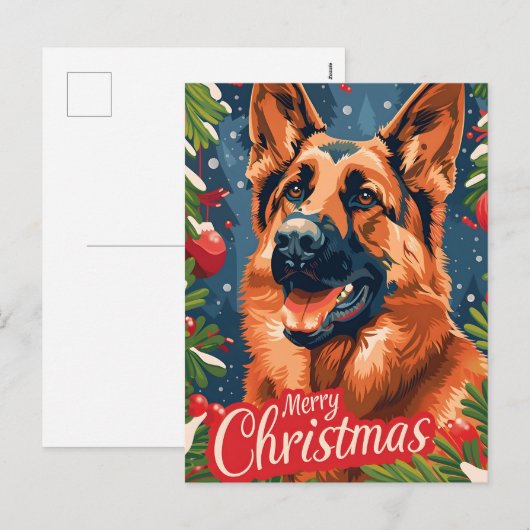 German Shepherd Christmas Feestdagenkaart (Voorkant / Achterkant)