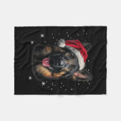 German Shepherd Christmas Funny Santa Hat Dog Xmas Fleece Deken (Voorkant (Horizontaal))