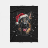 German Shepherd Christmas Funny Santa Hat Dog Xmas Fleece Deken (Voorkant)