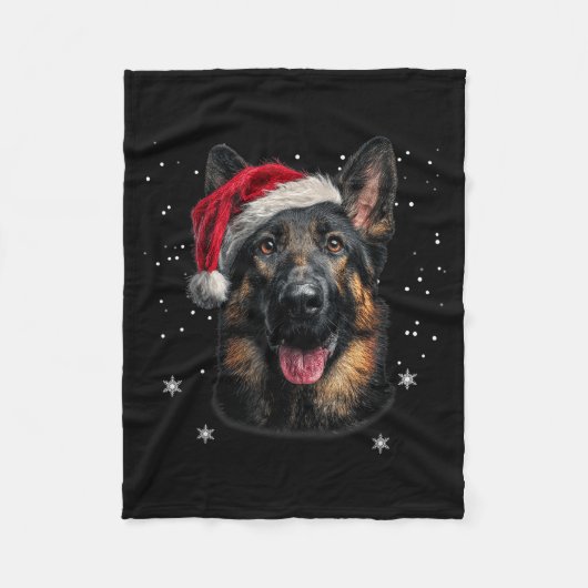 German Shepherd Christmas Funny Santa Hat Dog Xmas Fleece Deken (Voorkant)