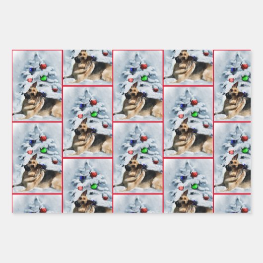 German Shepherd Christmas Inpakpapier Vel (Voorkant 2)