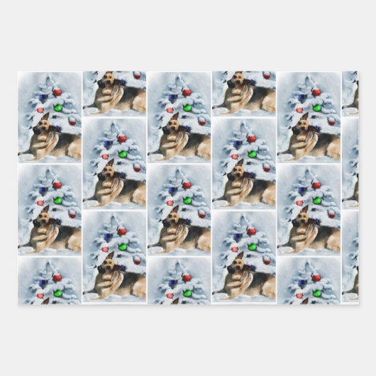 German Shepherd Christmas Inpakpapier Vel (Voorkant)