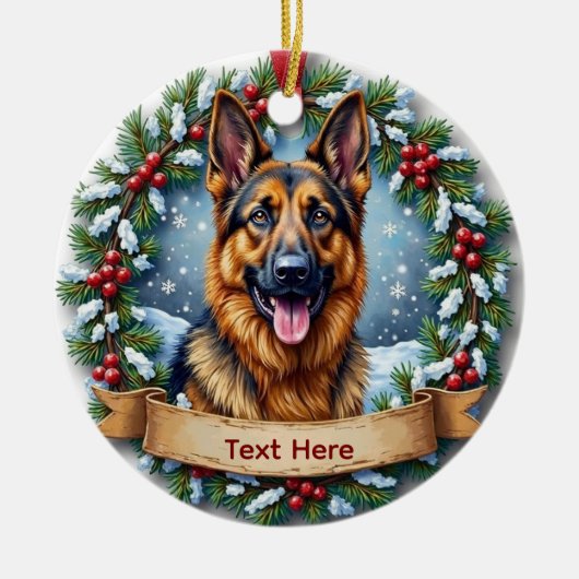 German Shepherd Christmas Keramisch Ornament (Voorkant)