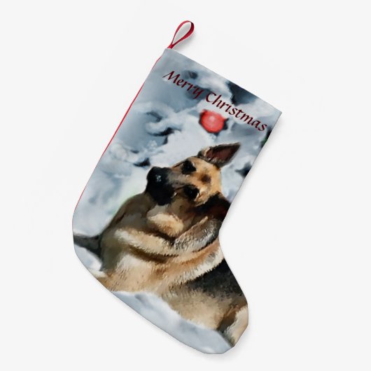 German Shepherd Christmas Kleine Kerstsok (Voorkant (Hangend))
