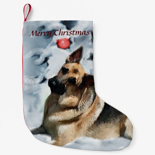 German Shepherd Christmas Kleine Kerstsok (Voorkant)