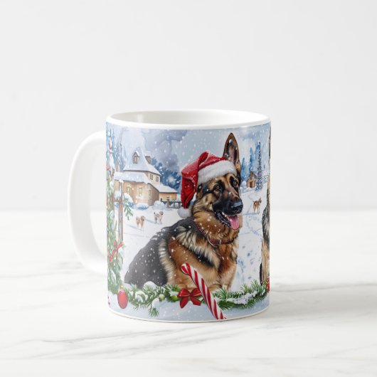 German Shepherd Christmas Koffiemok (Voorkant links)