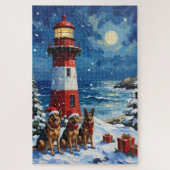 German Shepherd Christmas Lighthouse Holiday Legpuzzel (Verticaal)