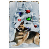 German Shepherd Christmas Medium Cadeauzakje (Voorkant)