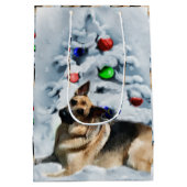German Shepherd Christmas Medium Cadeauzakje (Achterkant)