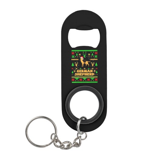 German Shepherd Christmas Mini Flessenopener (Voorkant)